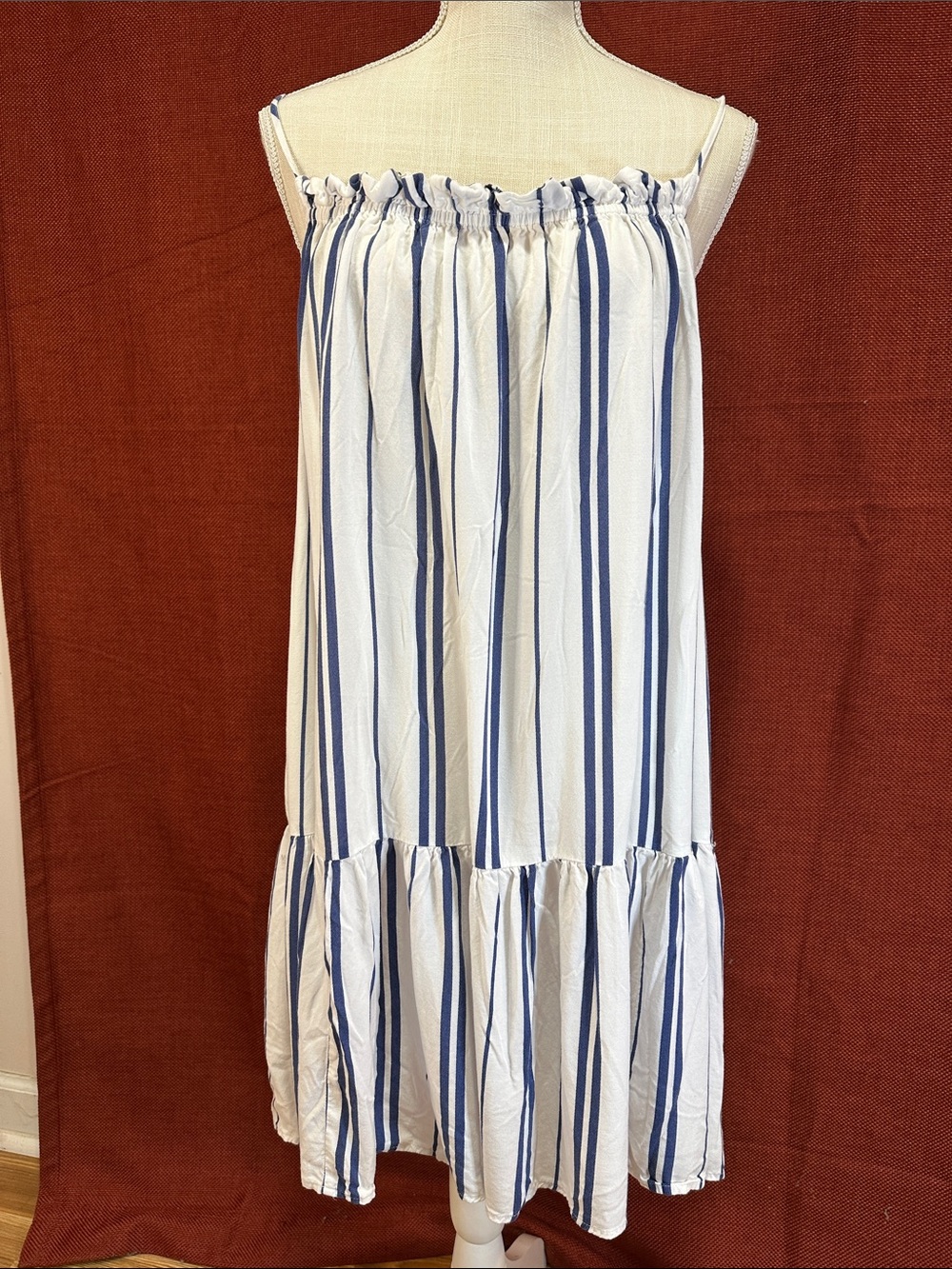 H&M White and Blue Striped Maxi Dress